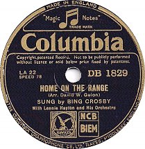 Single Home On The Range Bing Crosby Columbia 1938