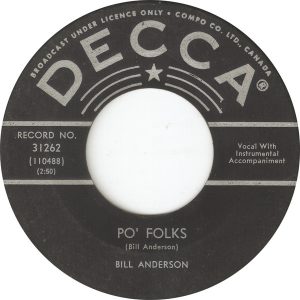 Single Bill Anderson Decca 1961