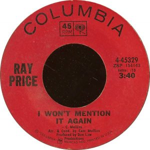 Ray Price - I Won't Mention It Again