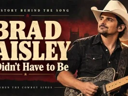 Brad Paisley – He Didn’t Have to Be Illustration of Brad Paisley with a guitar and the title He Didn’t Have to Be
