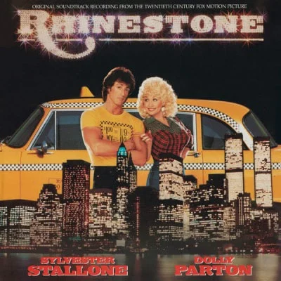 Rhinestone, original 1984 soundtrack album cover featuring Dolly Parton and Sylvester Stallone